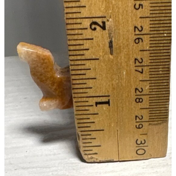 Small Hand Carved Onyx Elephant Figurine With Natural Beige & Orange Tones 1.75" - Picture 8 of 8